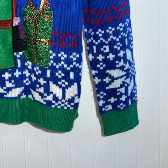 Jolly Sweaters Santa Sweater Women’s Medium Red Green Blue Holiday Ugly Sweater - Picture 5 of 13